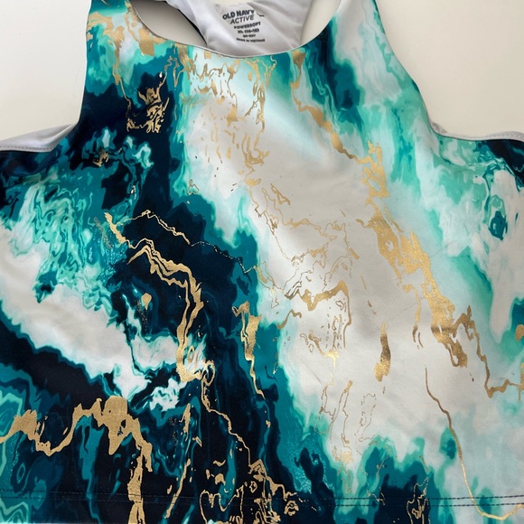 3 Girls Old Navy powersoft Sports Bra Youth XL 14 / 16 Not Padded Lined Metallic - Picture 7 of 9